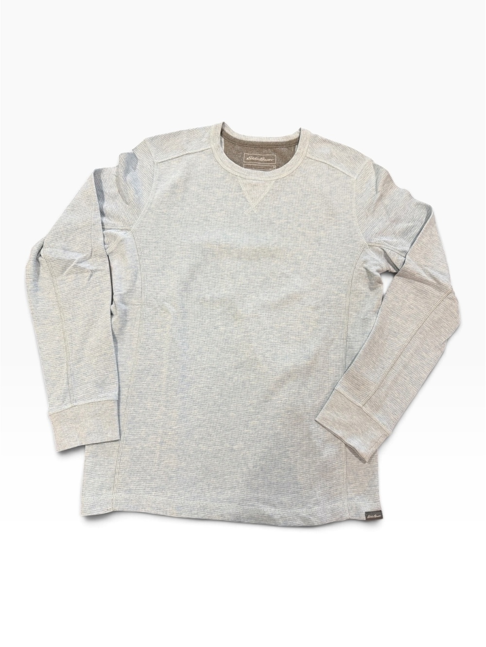Eddie Bauer Men's Medium Light Gray Waffle Knit Thermal Long Sleeve Shirt